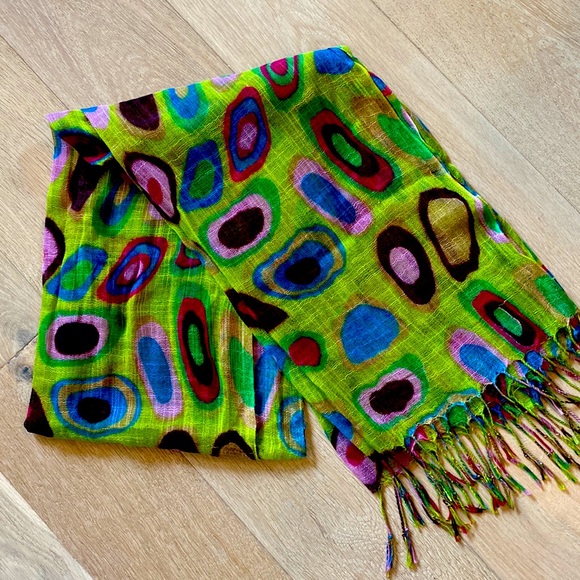 Colorful, lightweight, gauzy scarf. - Picture 1 of 3